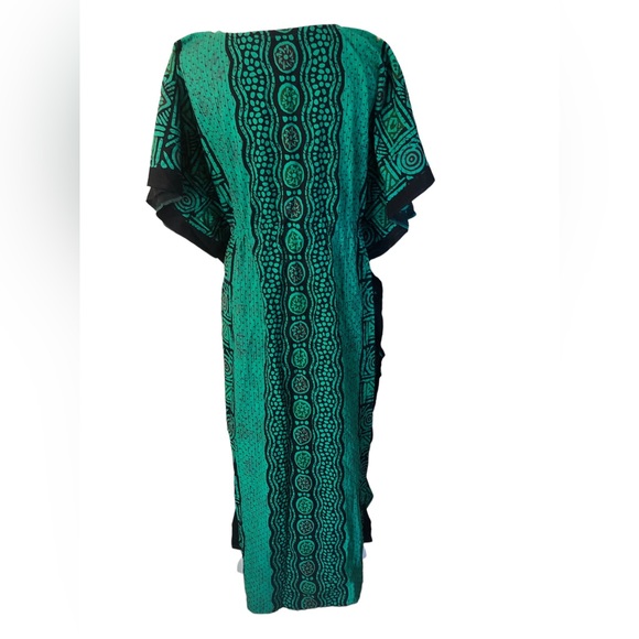 J.Gee Exotic Caftan From India Green and Gold New With Tags - Picture 3 of 6